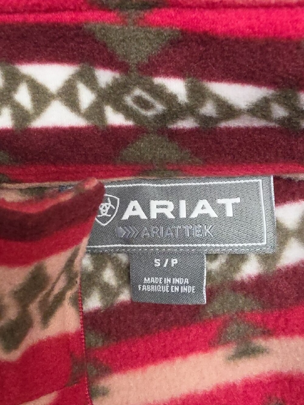Ariat Red Patterned Quarter-Zip Pullover - Picture 2 of 7